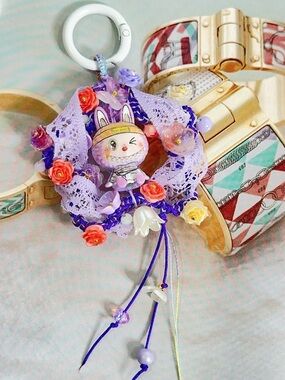 Cute Purple La bubu Wreath Keychain Charm for Bag&Phone
